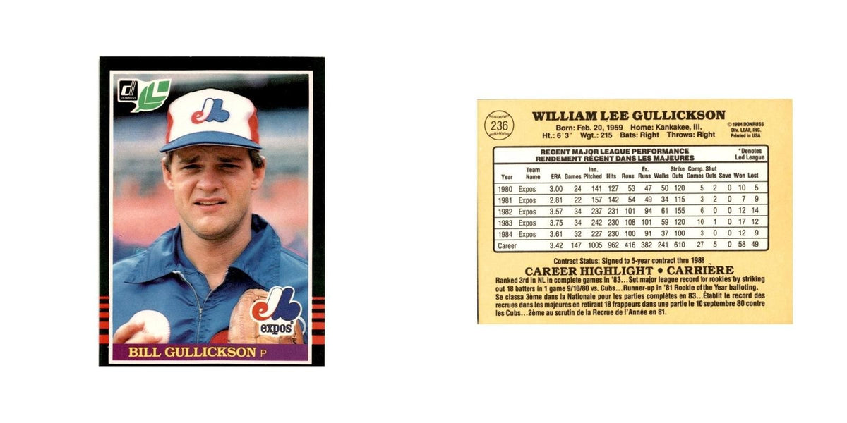 Bill Gullickson 1985 Leaf #20 Montreal Expos Baseball Card NM