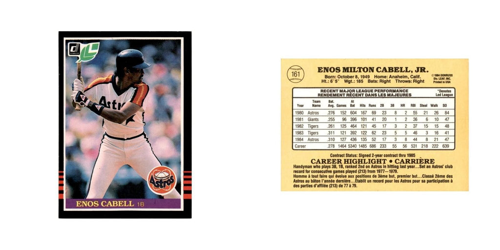 Enos Cabell 1985 Leaf #161 Houston Astros Baseball Card NM