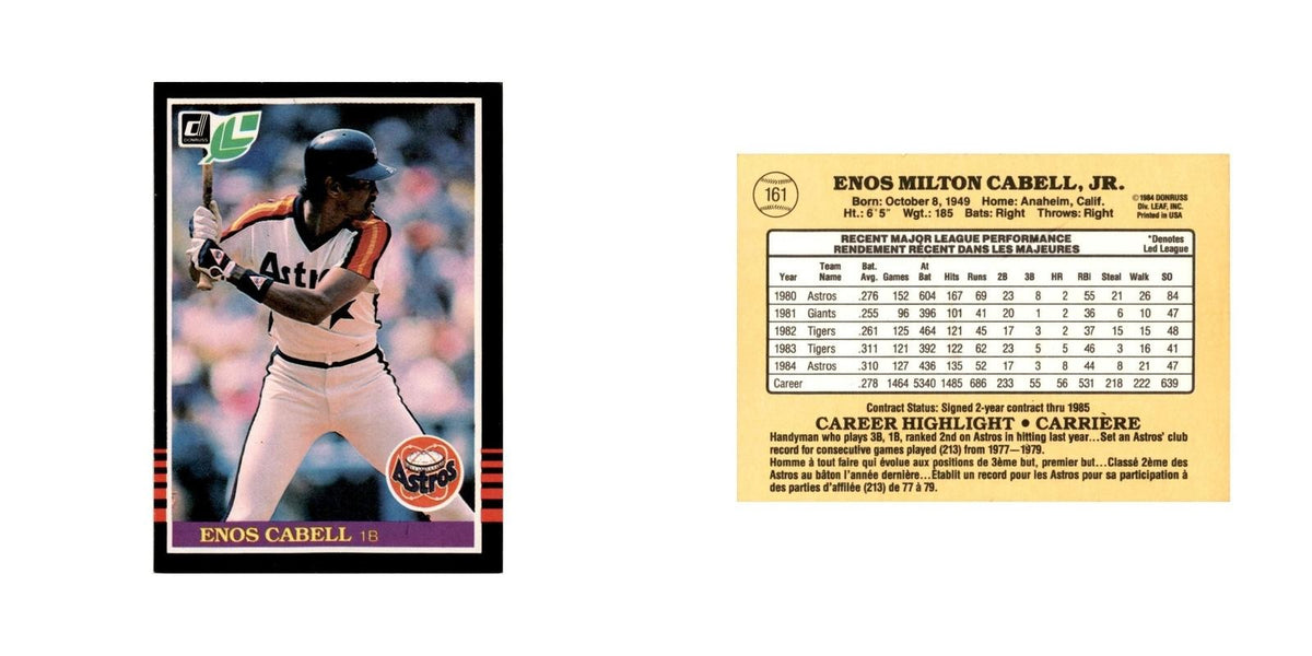 Enos Cabell 1985 Leaf #161 Houston Astros Baseball Card NM