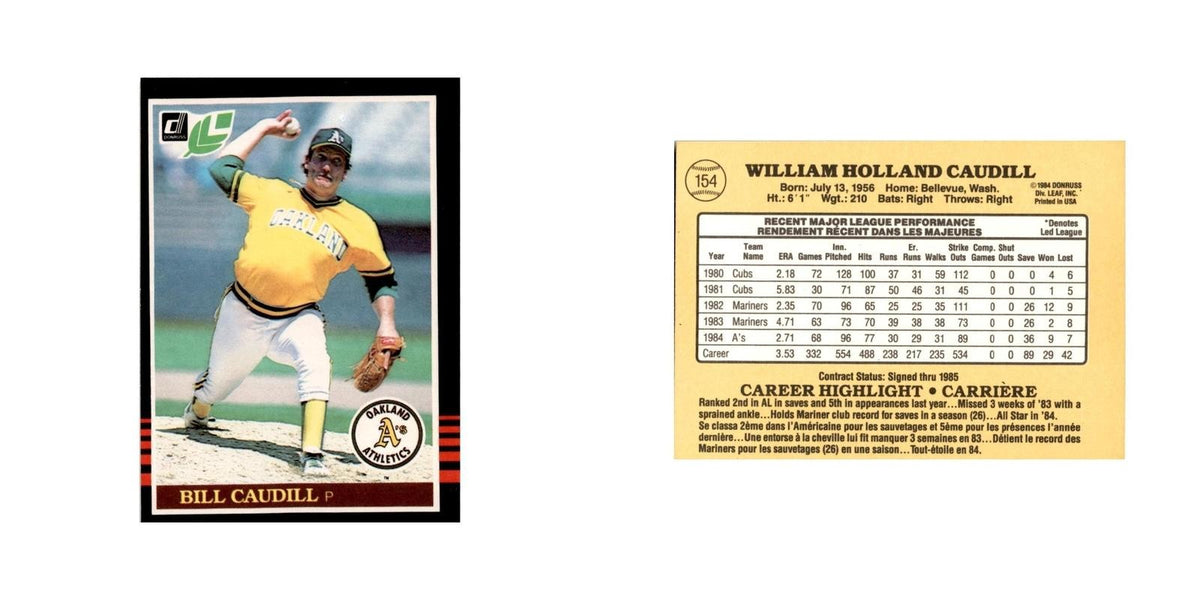 Bill Caudill 1985 Leaf #154 Oakland Athletics Baseball Card NM