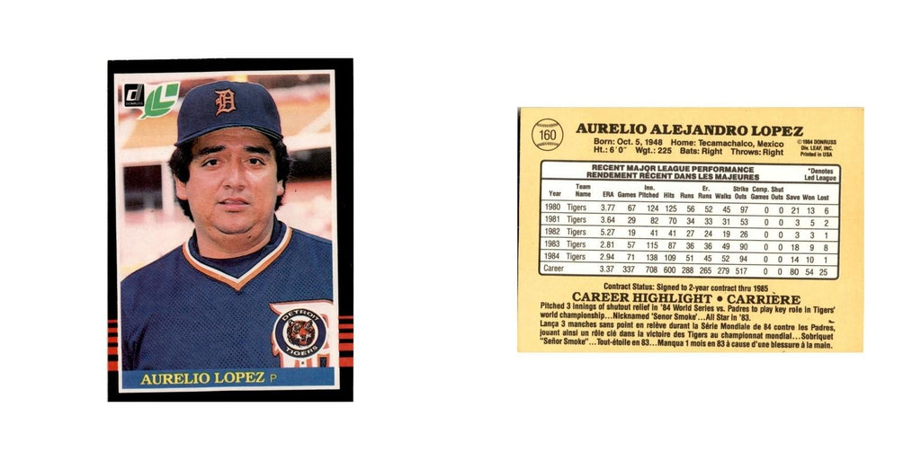 Aurelio Lopez 1985 Leaf #160 Detroit Tigers Baseball Card NM
