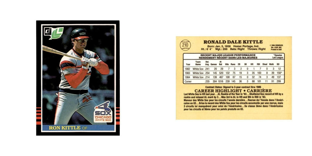 Ron Kittle 1985 Leaf #210 Chicago White Sox Baseball Card NM