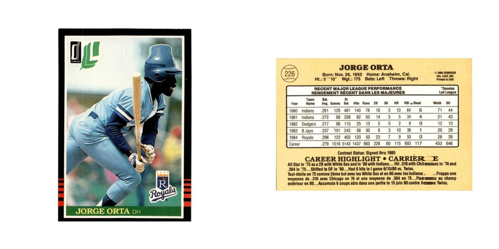 Jorge Orta 1985 Leaf #226 Kansas City Royals Baseball Card NM