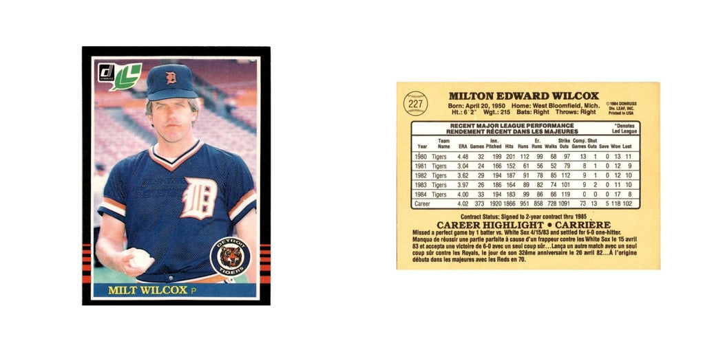 Milt Wilcox 1985 Leaf #227 Detroit Tigers Baseball Card NM