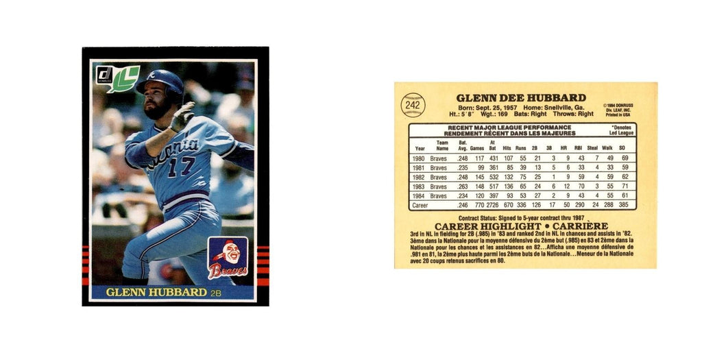 Glenn Hubbard 1985 Leaf #242 Atlanta Braves Baseball Card NM
