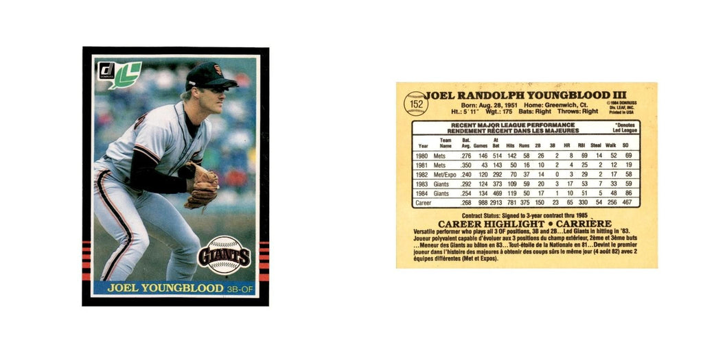 Joel Youngblood 1985 Leaf #152 San Francisco Giants Baseball Card NM