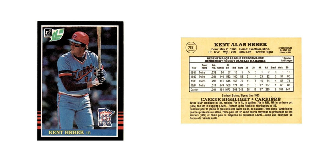Kent Hrbek 1985 Leaf #200 Minnesota Twins Baseball Card NM