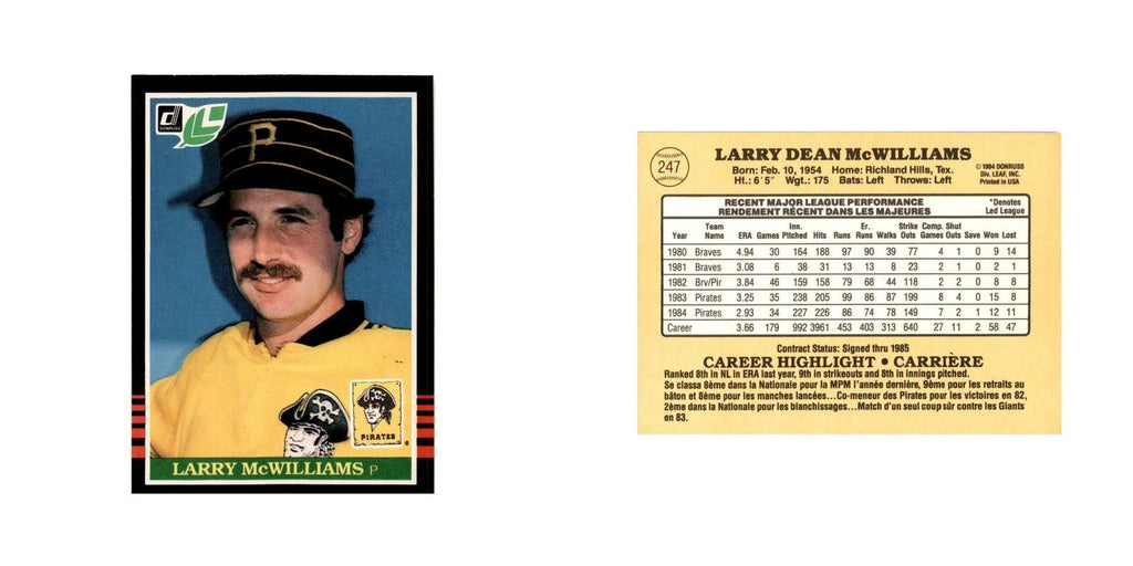 Larry McWilliams 1985 Leaf #247 Pittsburgh Pirates Baseball Card NM