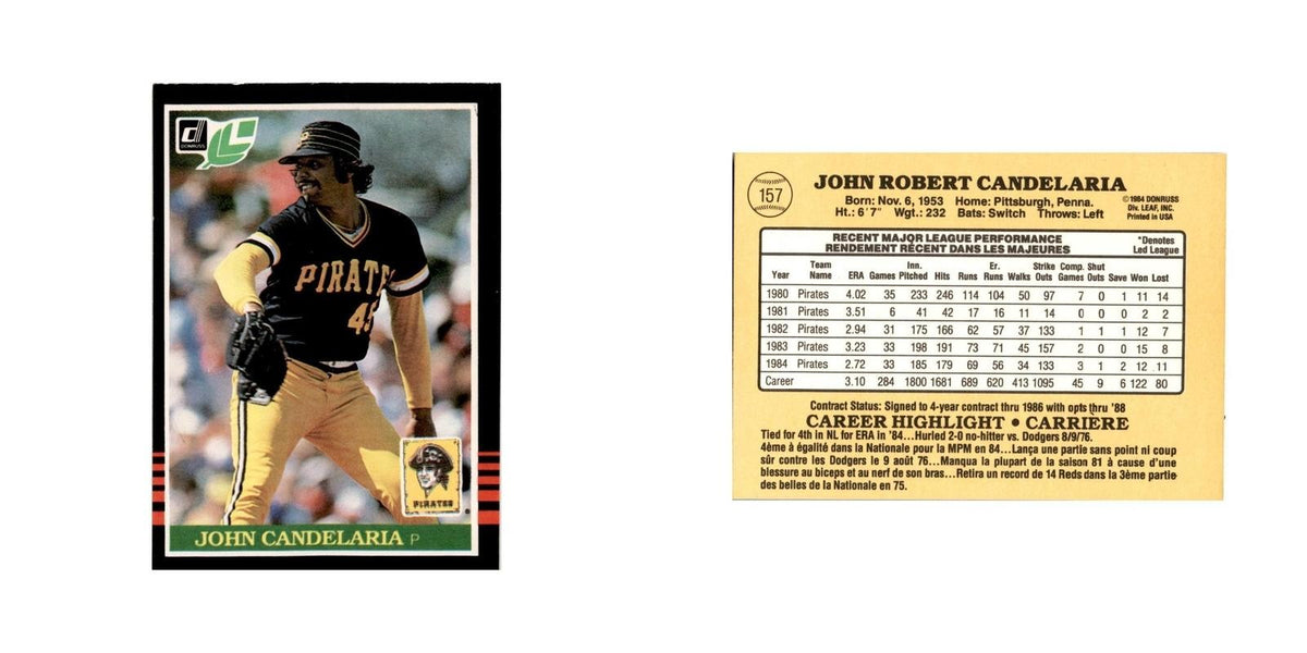 John Candelaria 1985 Leaf #157 Pittsburgh Pirates Baseball Card NM