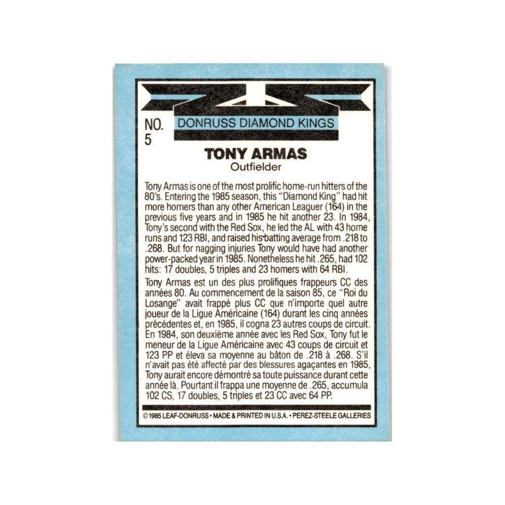 Tony Armas 1986 Leaf #5 Boston Red Sox Baseball Card NM