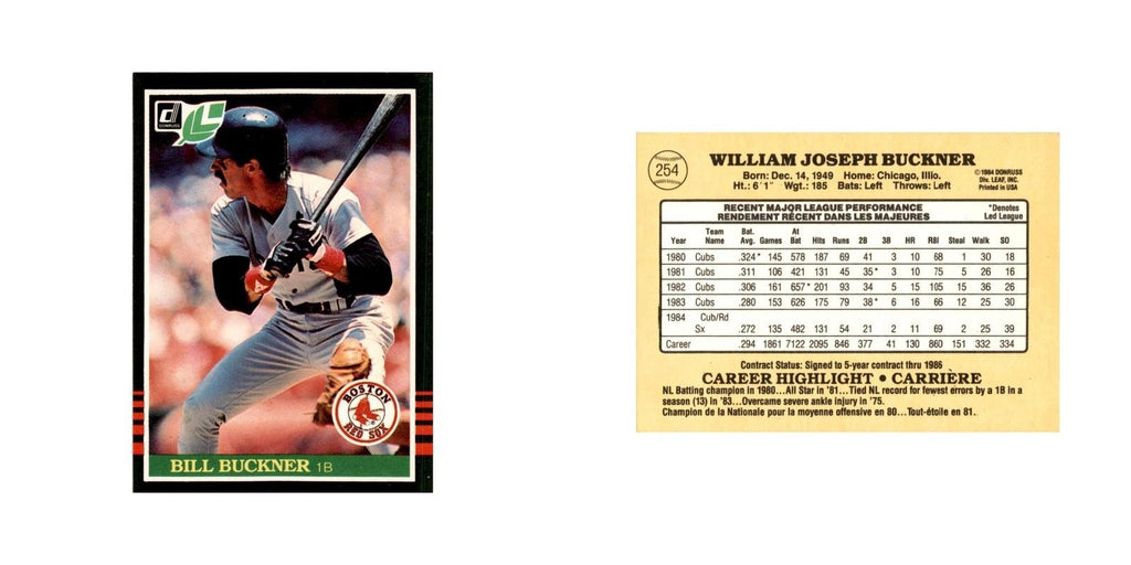 Bill Buckner 1985 Leaf #254 Boston Red Sox Baseball Card NM