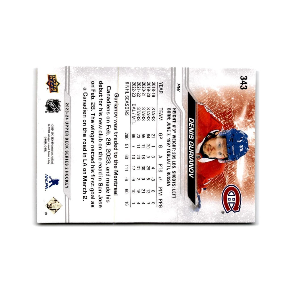 2023 Upper Deck Denis Gurianov Montreal Canadiens #343