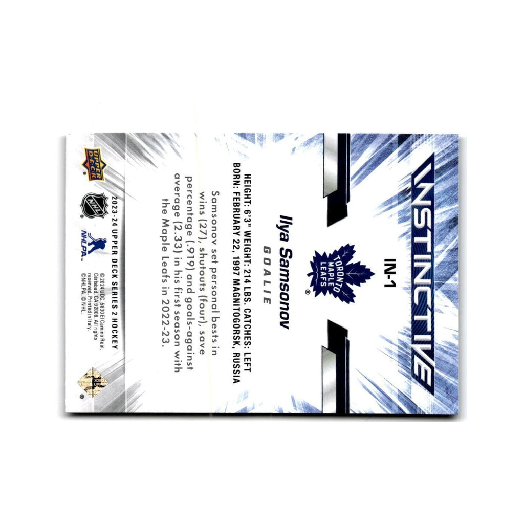2023 Upper Deck Instinctive Ilya Samsonov Toronto Maple Leafs #IN-1