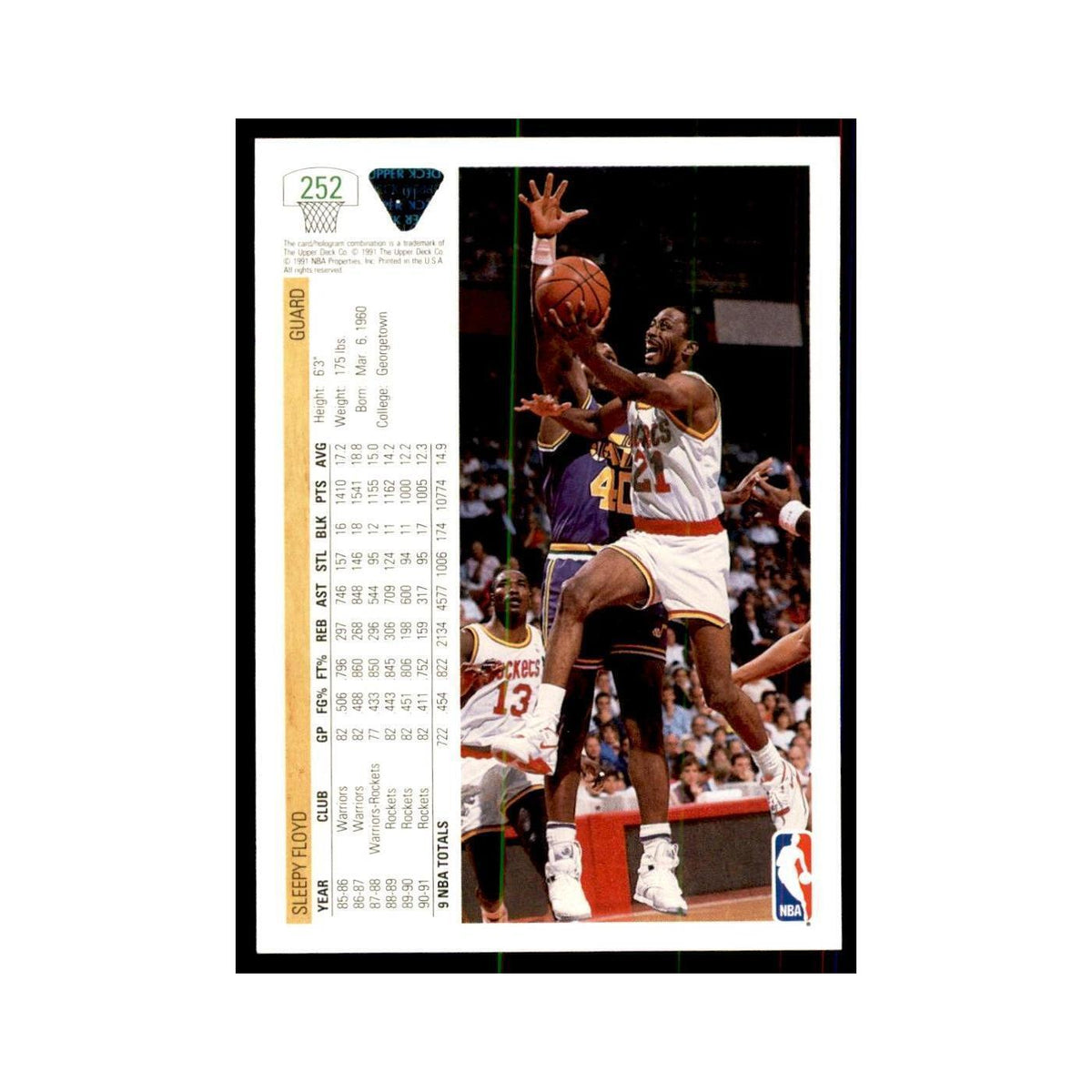 1991 Upper Deck Sleepy Floyd Basketball Cards #252