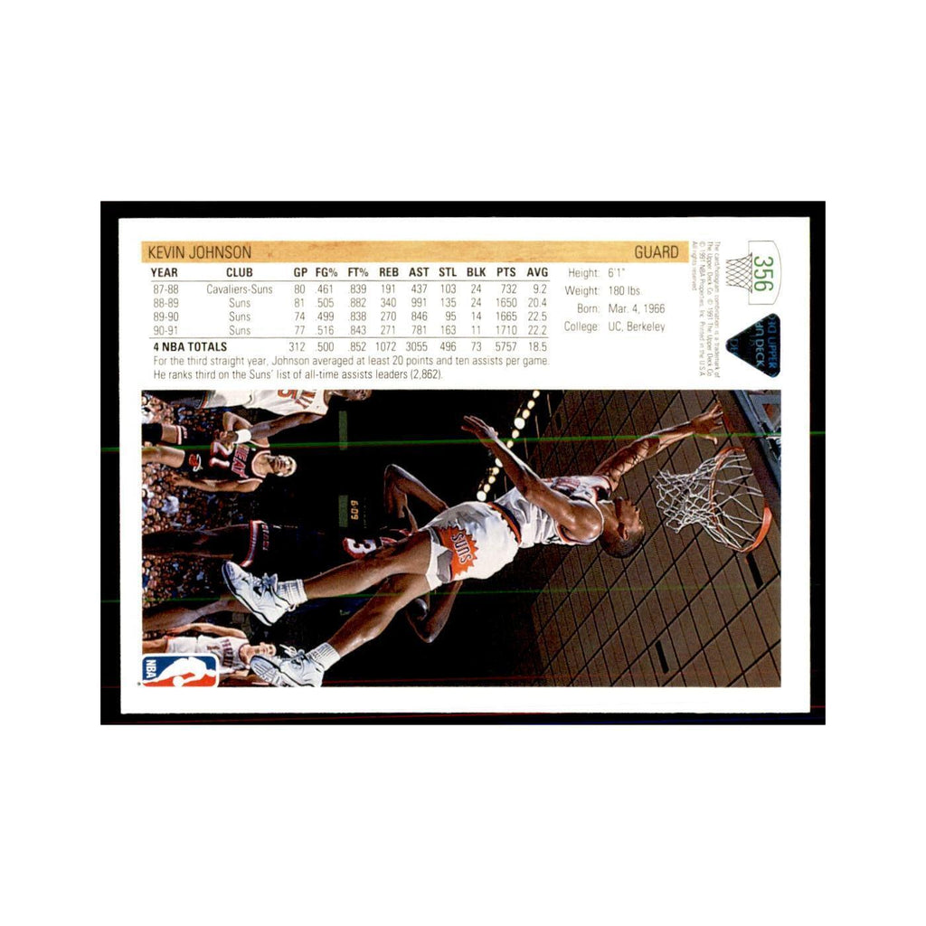 1991 Upper Deck Kevin Johnson Basketball Cards #356