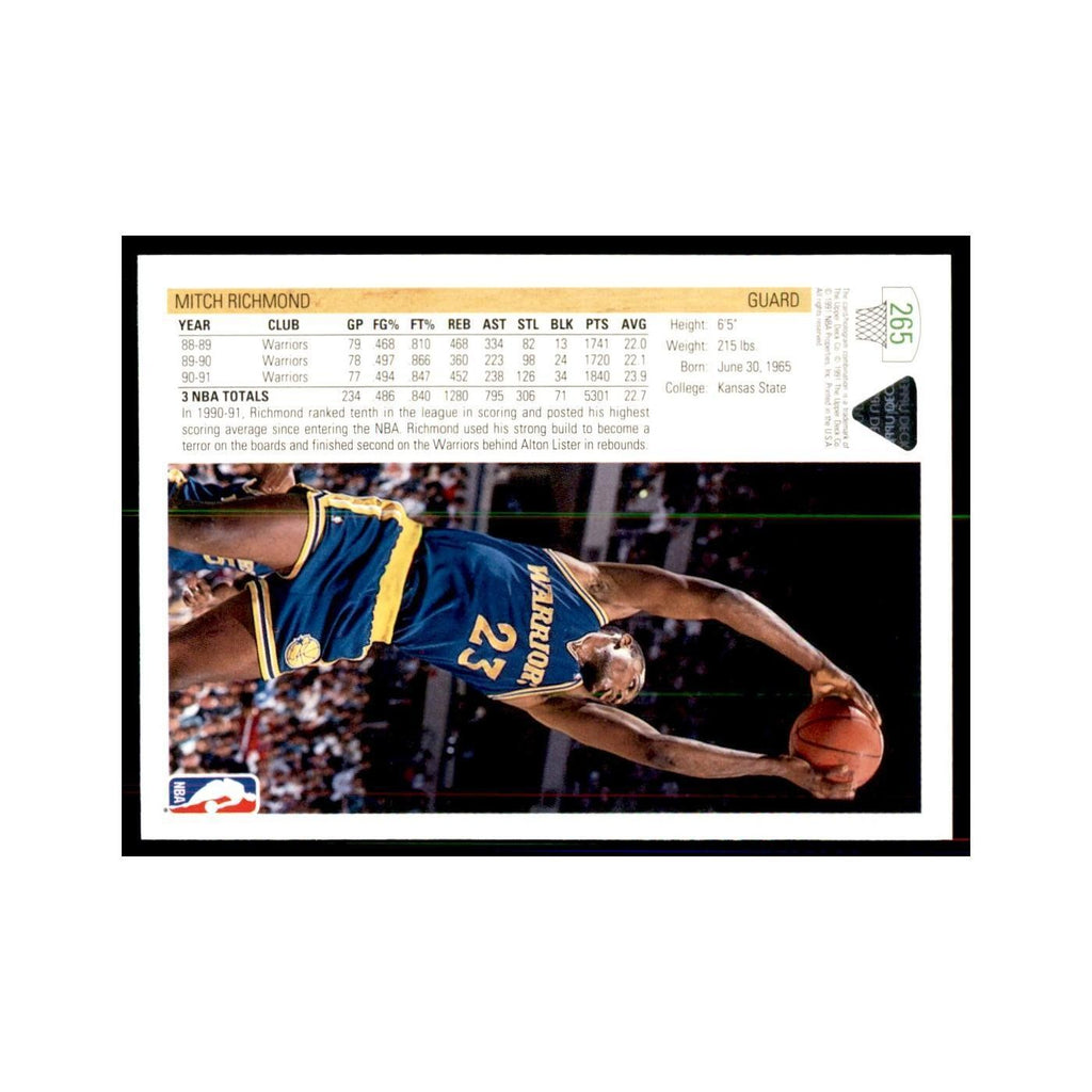 1991 Upper Deck Mitch Richmond Basketball Cards #265