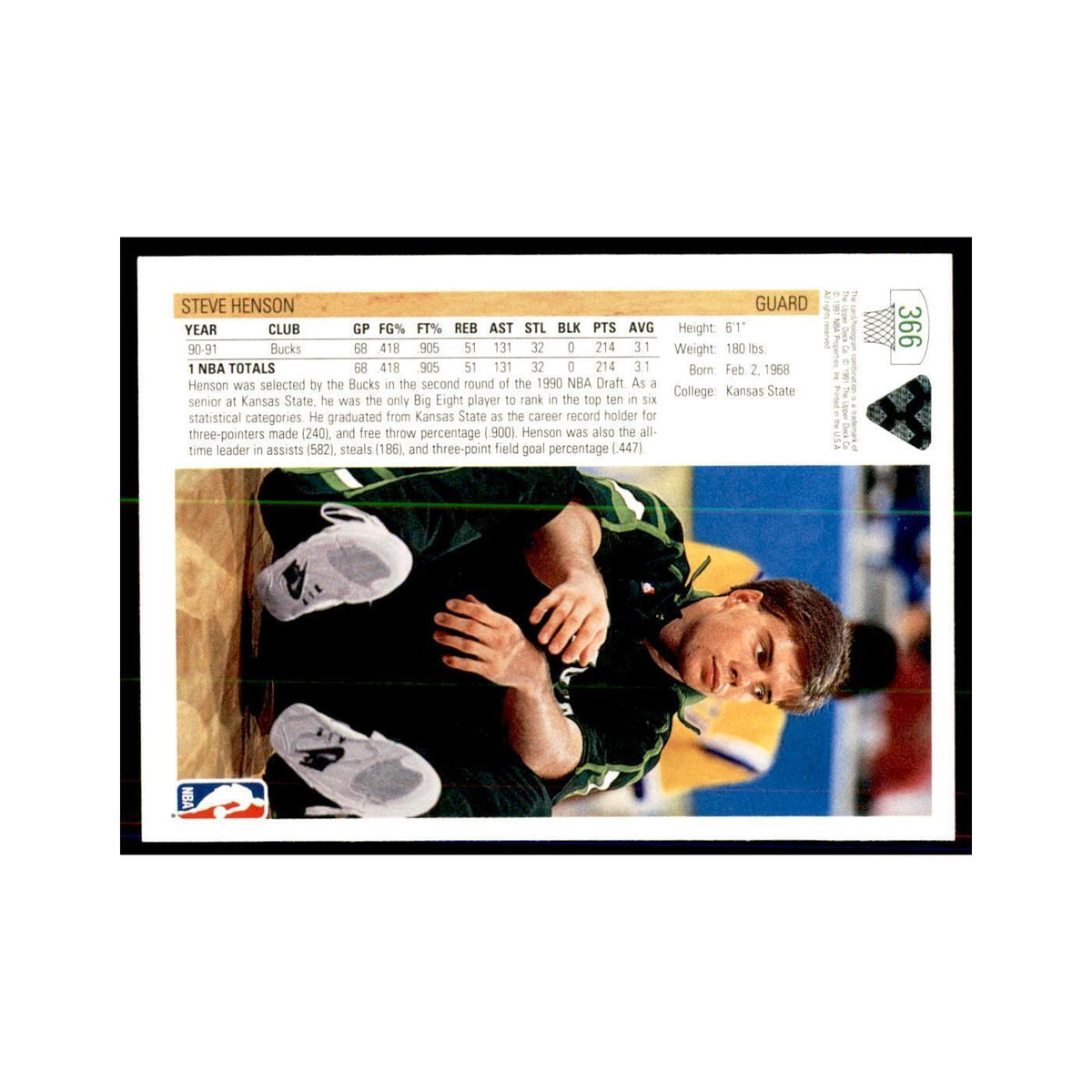 1991 Upper Deck Steve Henson Basketball Cards #366