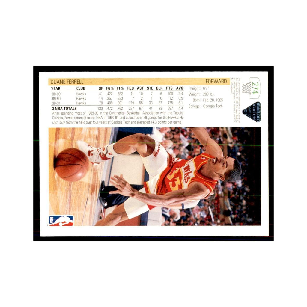 1991 Upper Deck Duane Ferrell Basketball Cards #274