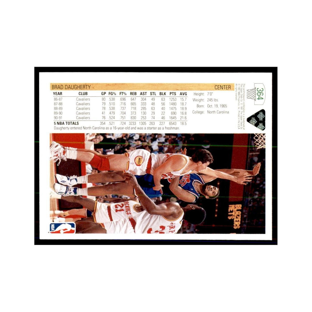 1991 Upper Deck Brad Daugherty Basketball Cards #364