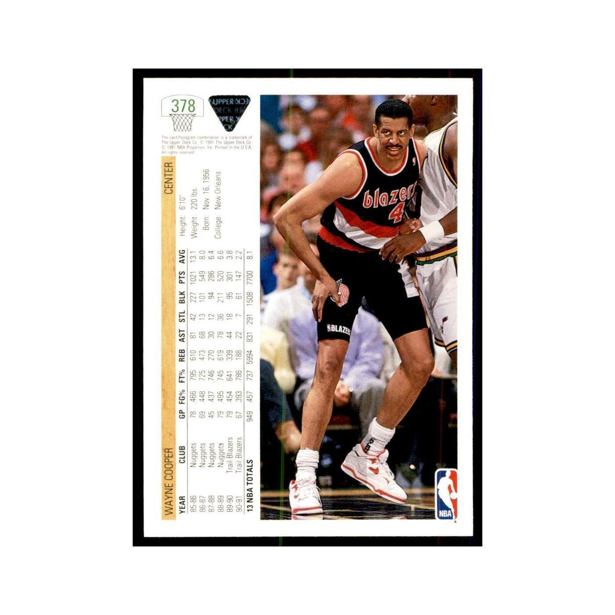 1991 Upper Deck Wayne Cooper Basketball Cards #378