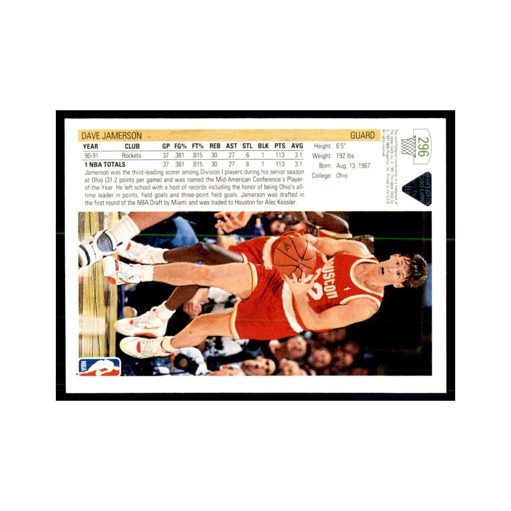 1991 Upper Deck Dave Jamerson Basketball Cards #296