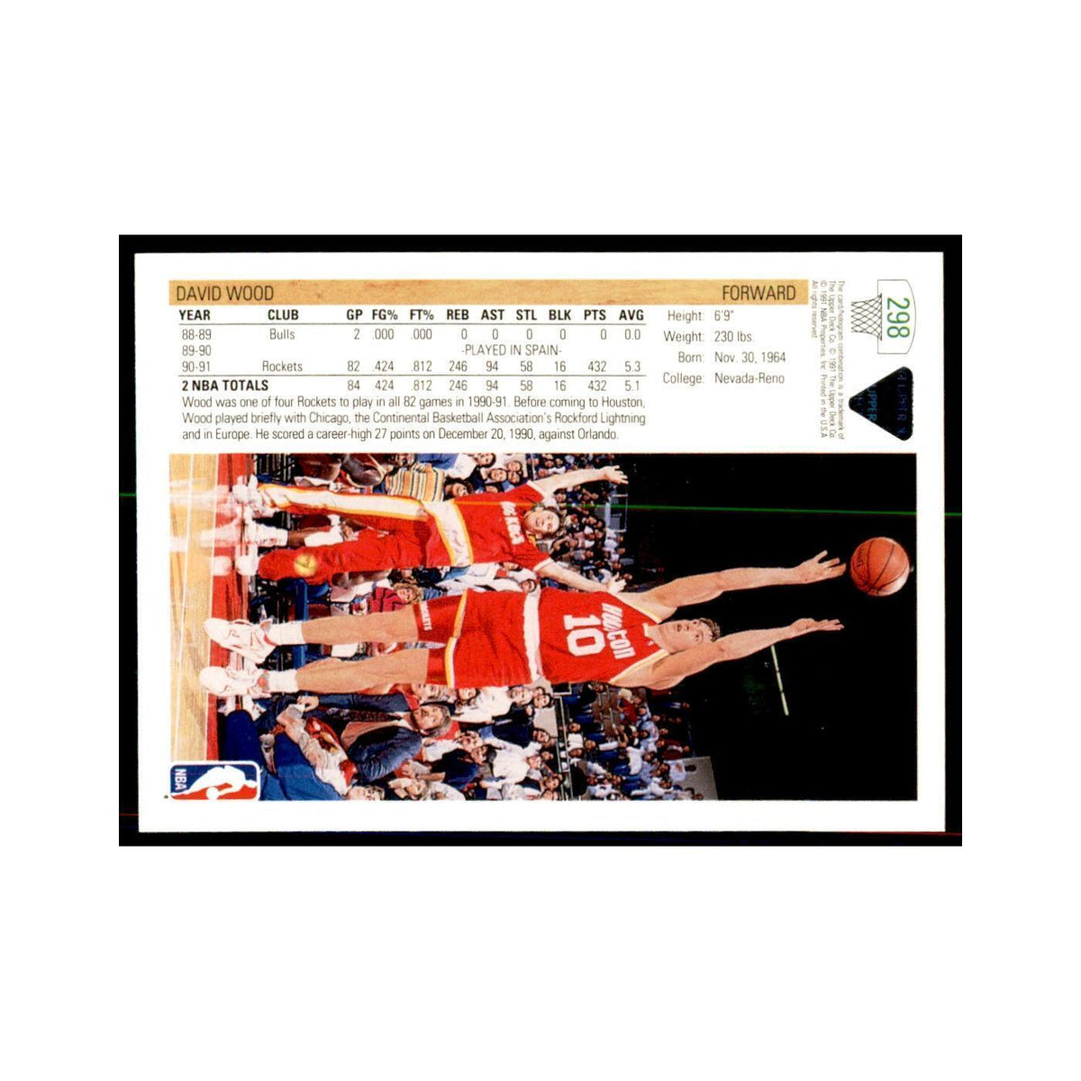 1991 Upper Deck David Wood Basketball Cards #298