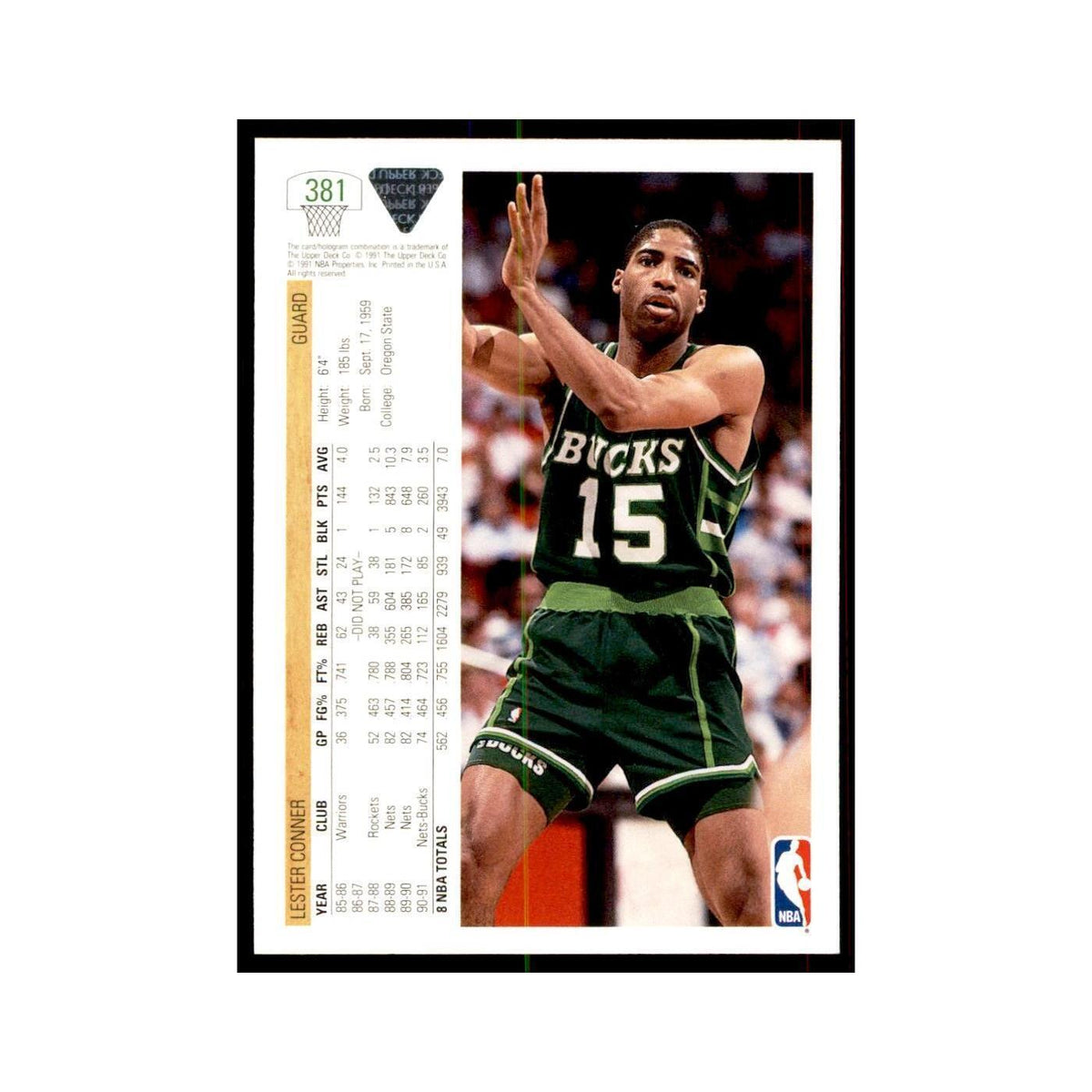 1991 Upper Deck Lester Conner Basketball Cards #381