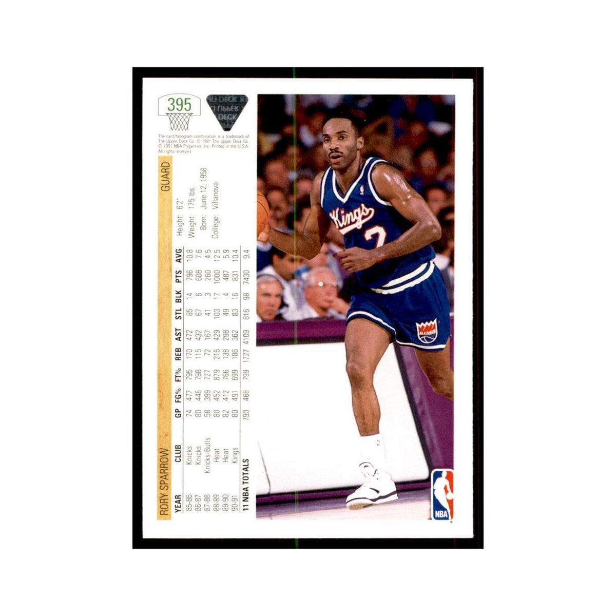 1991 Upper Deck Rory Sparrow Basketball Cards #395