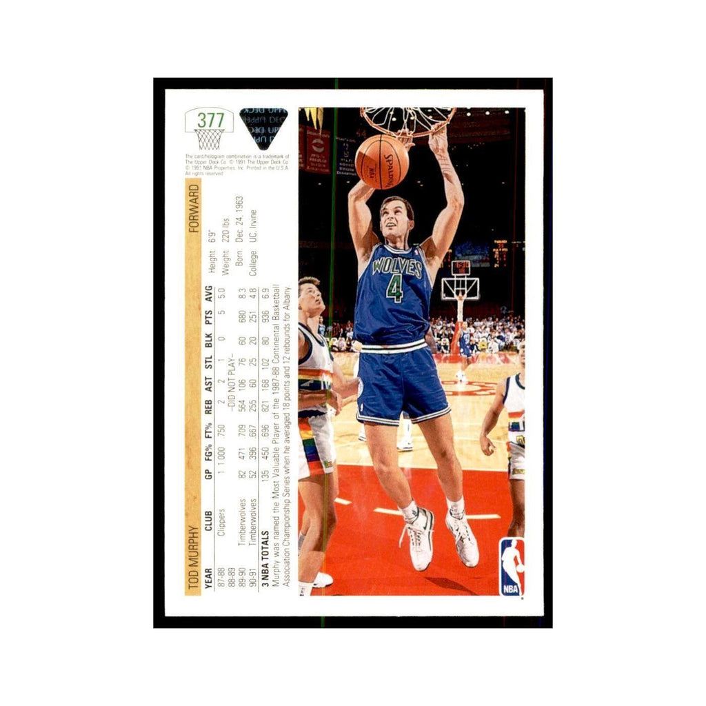 1991 Upper Deck Tod Murphy Basketball Cards #377