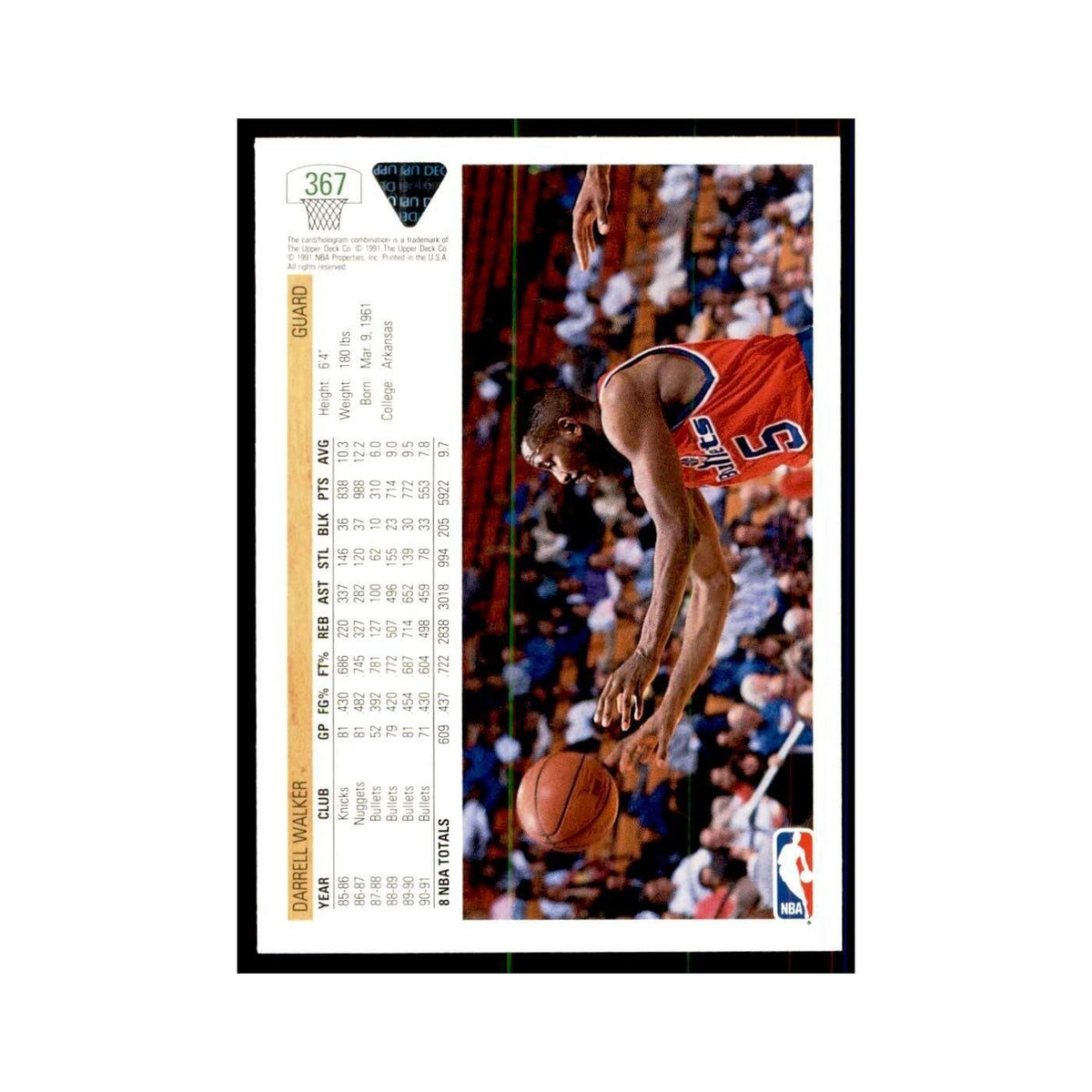 1991 Upper Deck Darrell Walker Basketball Cards #367
