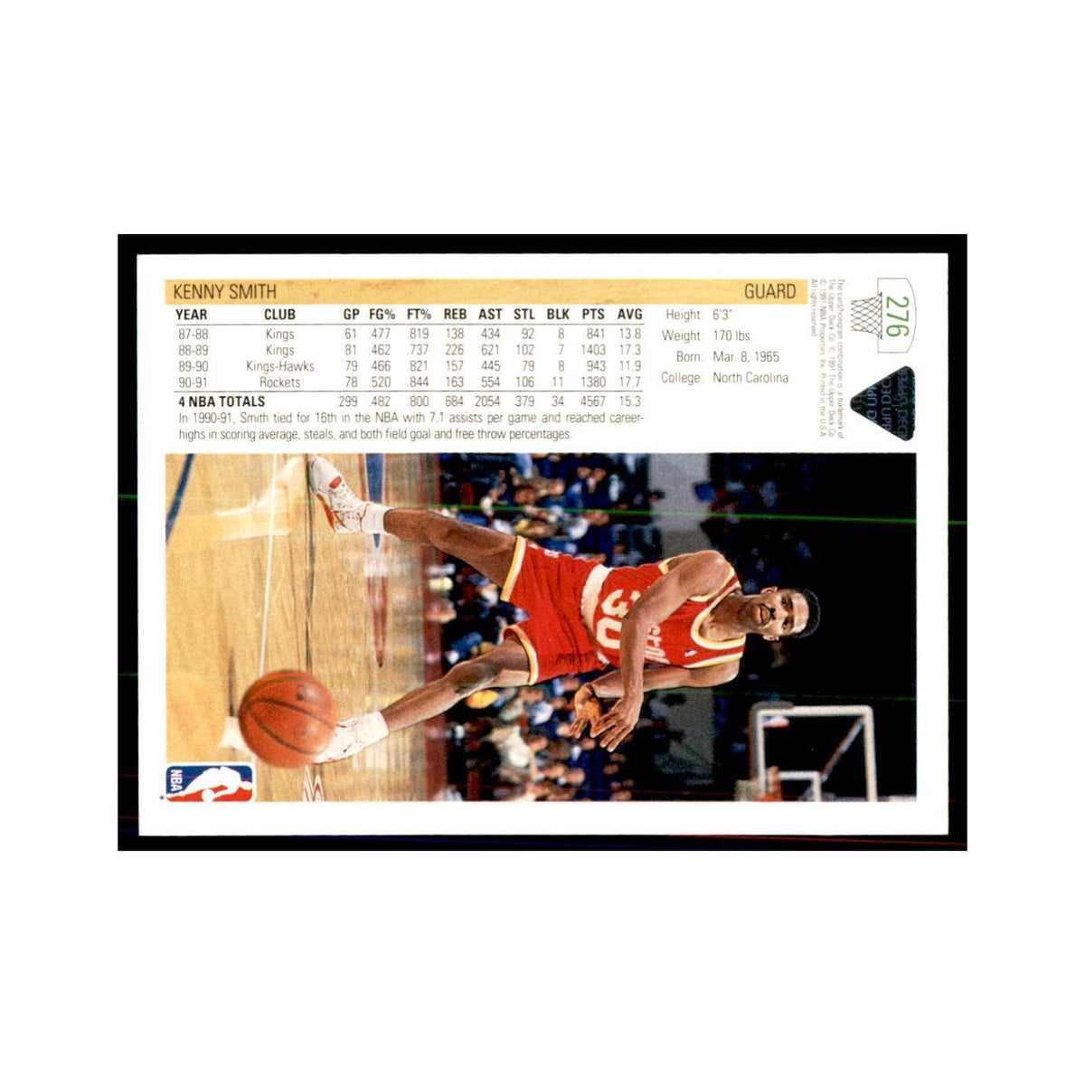 1991 Upper Deck Kenny Smith Basketball Cards #276