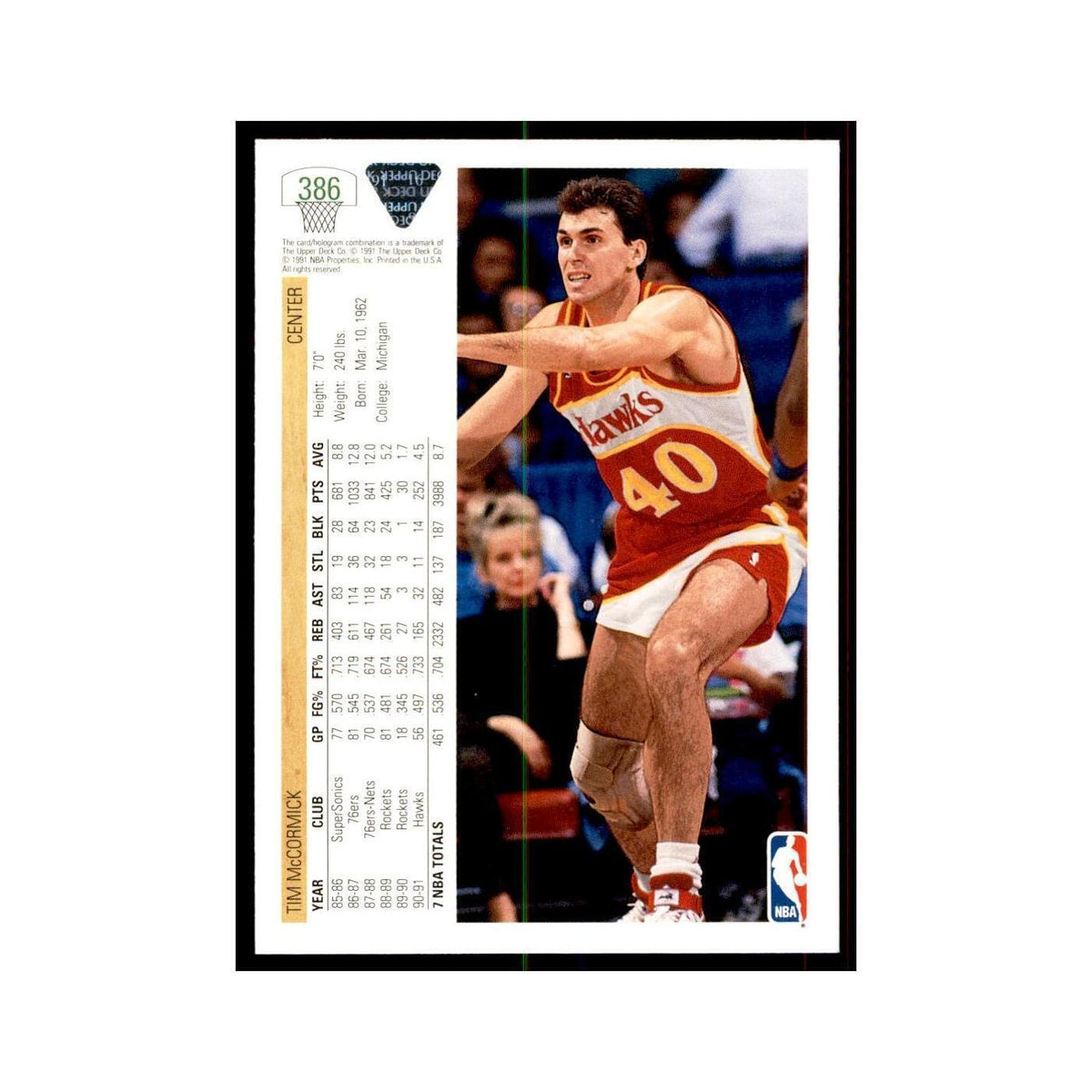 1991 Upper Deck Tim McCormick Basketball Cards #386