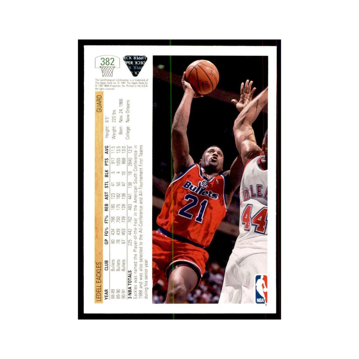 1991 Upper Deck Ledell Eackles Basketball Cards #382