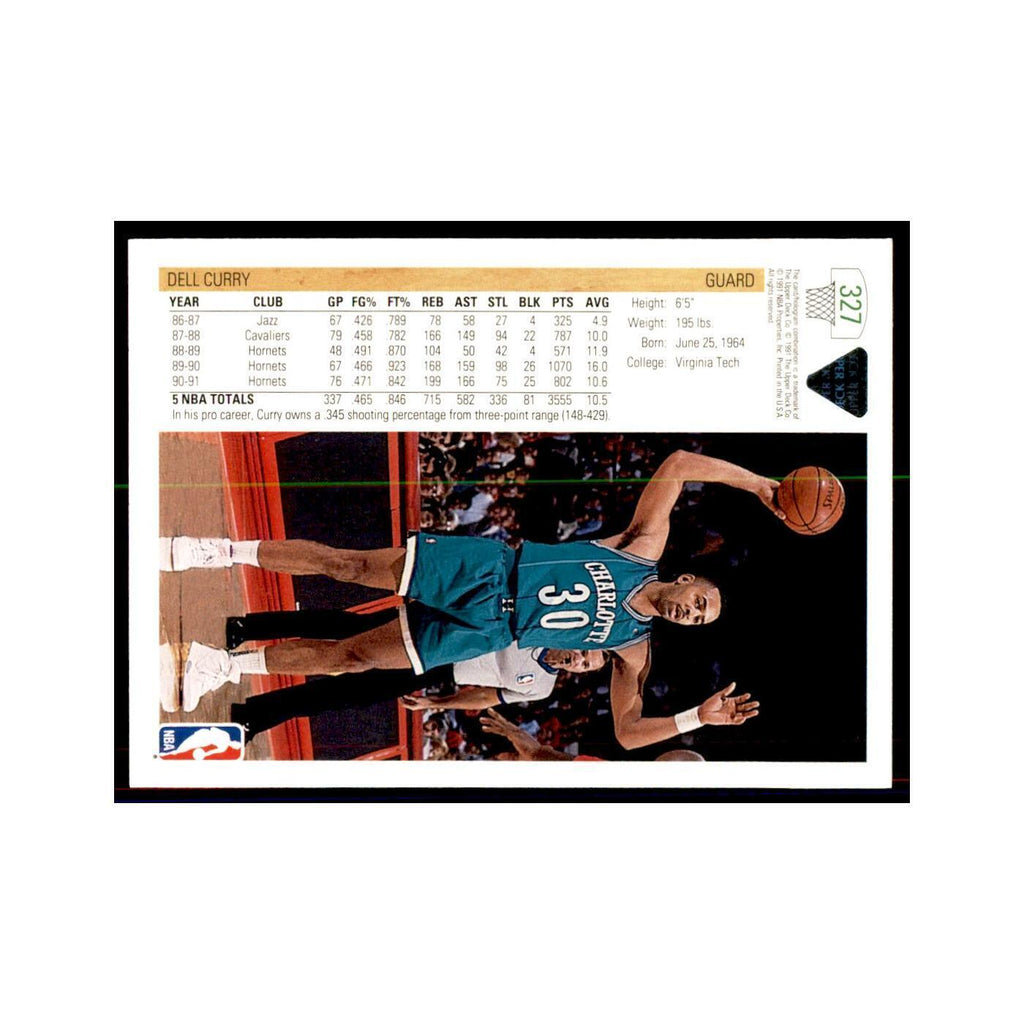1991 Upper Deck Dell Curry Basketball Cards #327