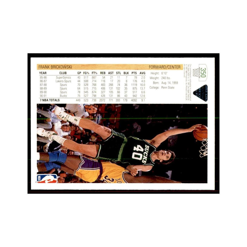 1991 Upper Deck Frank Brickowski Basketball Cards #350