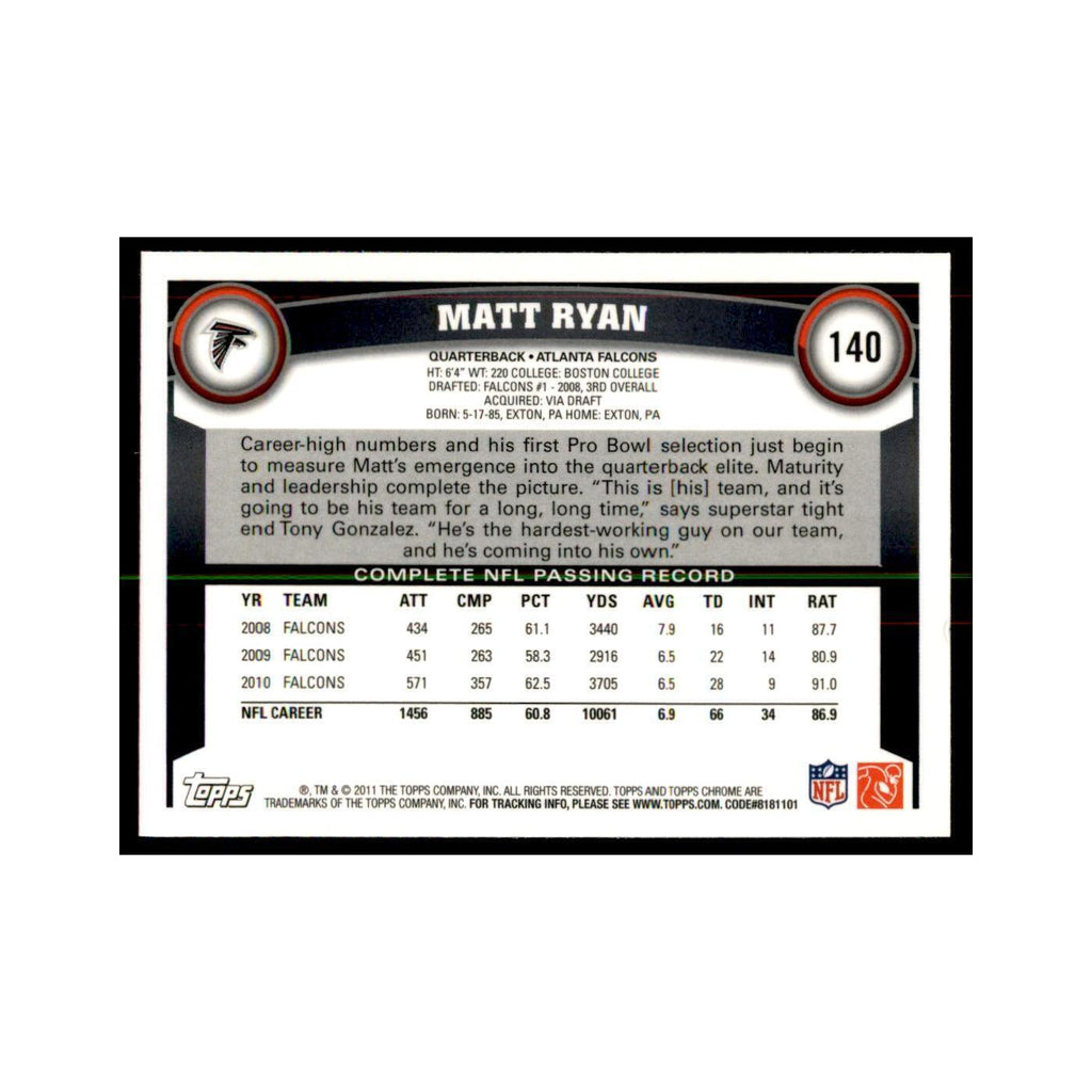 2011 Topps Chrome Matt Ryan Football Cards #140