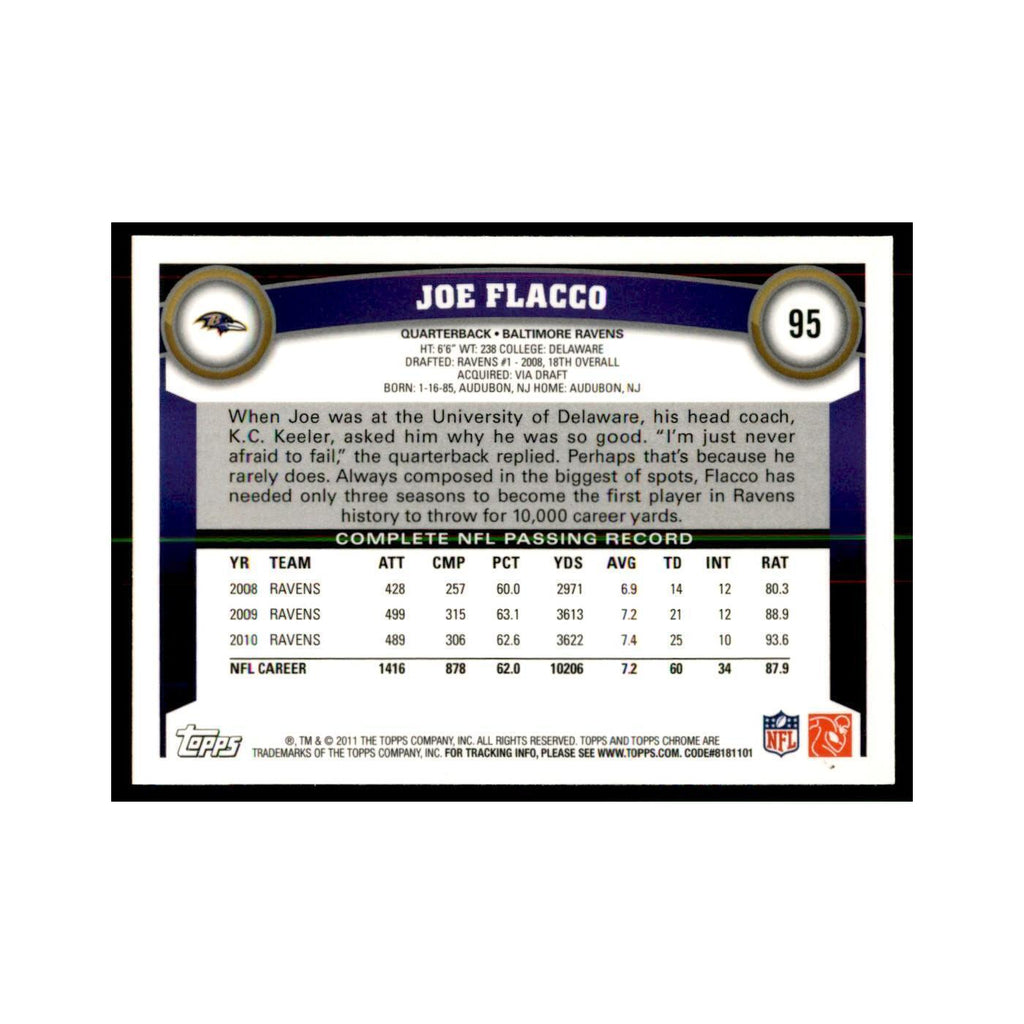 2011 Topps Chrome Joe Flacco Football Cards #95