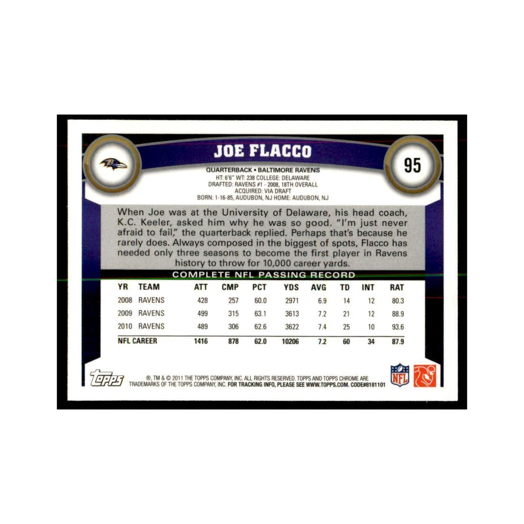 2011 Topps Chrome Joe Flacco Football Cards #95