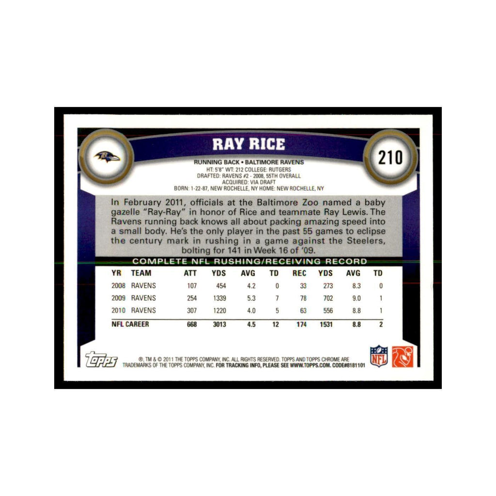 2011 Topps Chrome Ray Rice Football Cards #210