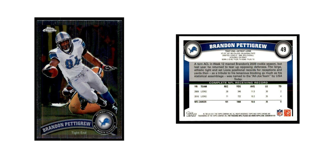 2011 Topps Chrome Brandon Pettigrew Football Cards #49