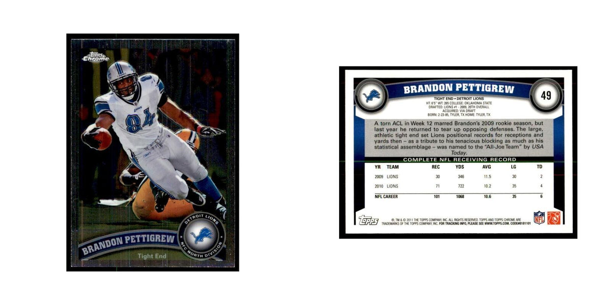 2011 Topps Chrome Brandon Pettigrew Football Cards #49