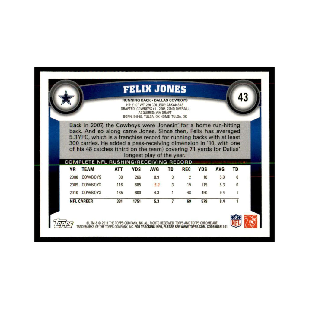 2011 Topps Chrome Felix Jones Football Cards #43