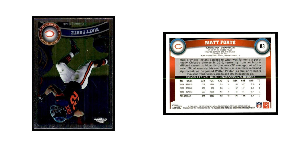 2011 Topps Chrome Matt Forte Football Cards #83