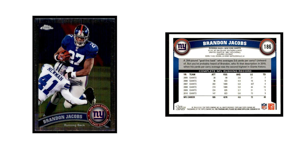2011 Topps Chrome Brandon Jacobs Football Cards #186