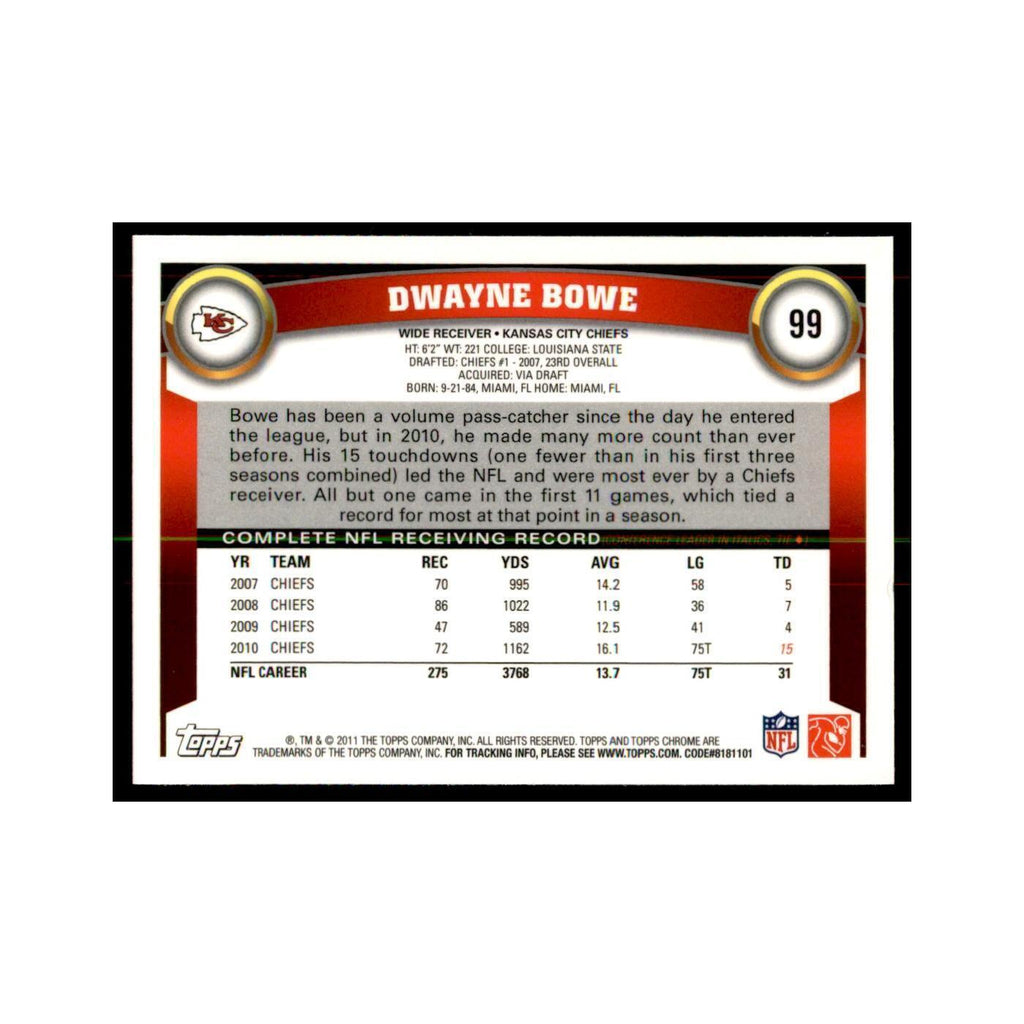 2011 Topps Chrome Dwayne Bowe Football Cards #99