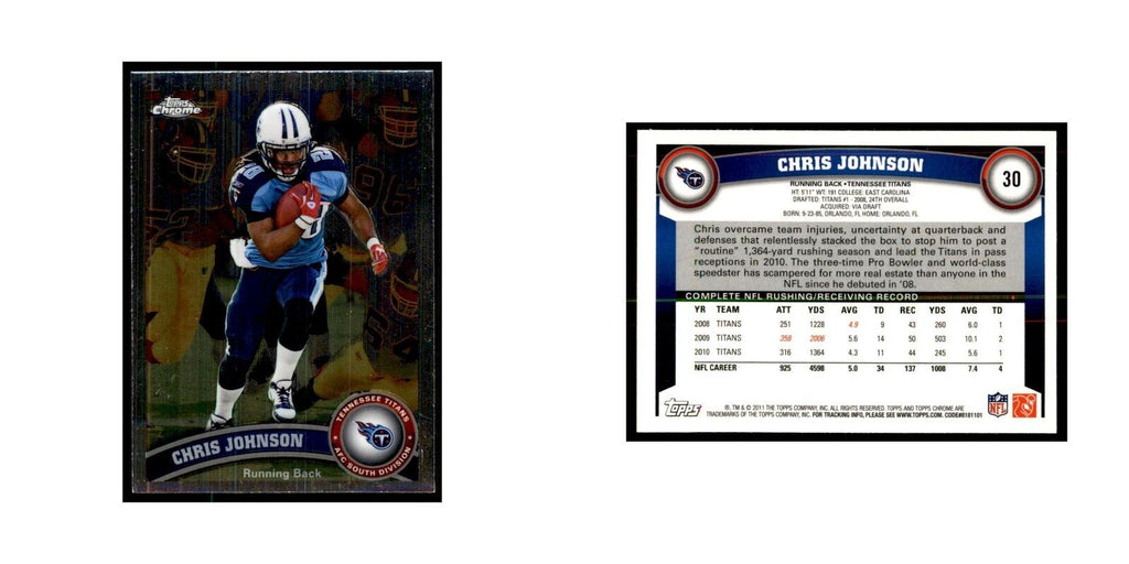 2011 Topps Chrome Chris Johnson Football Cards #30