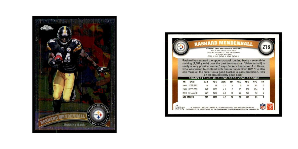 2011 Topps Chrome Rashard Mendenhall Football Cards #218