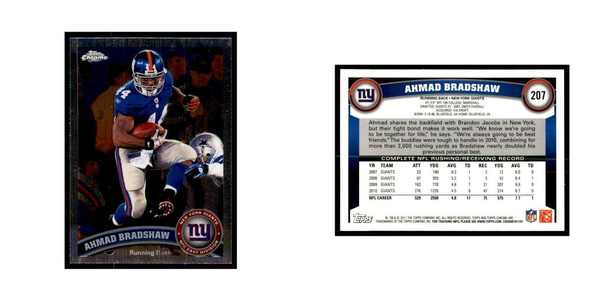 2011 Topps Chrome Ahmad Bradshaw Football Cards #207