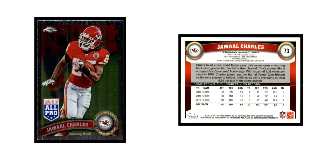 2011 Topps Chrome Jamaal Charles Football Cards #73