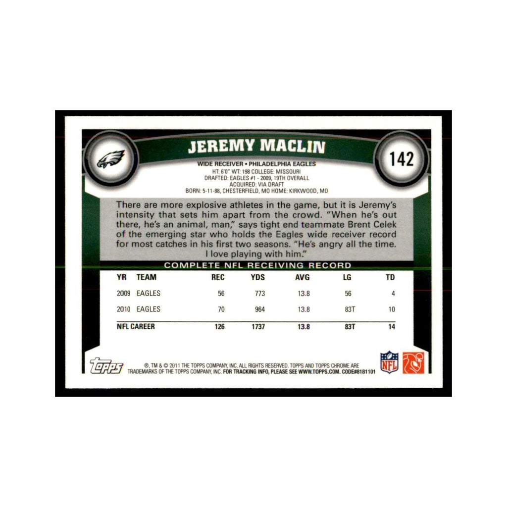 2011 Topps Chrome Jeremy Maclin Football Cards #142